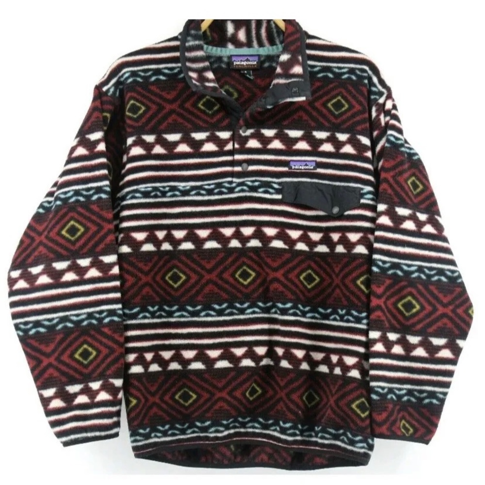 Patagonia Men's Vintage Synchilla Aztec/Tribal Fleece Snap T Pullover Size Small